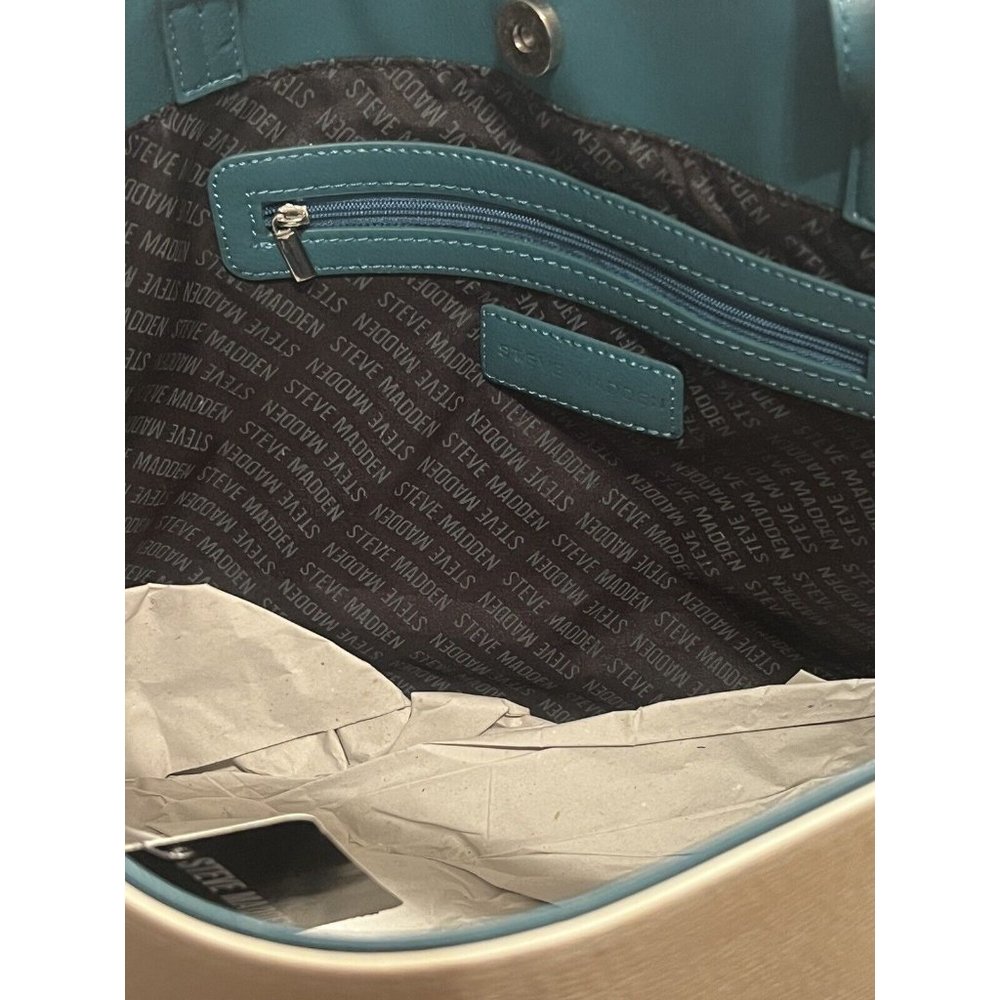 Steve Madden BQUEENIE Bisque Taupe Teal Tote Bag Purse Set NEW Rare - Picture 7 of 14